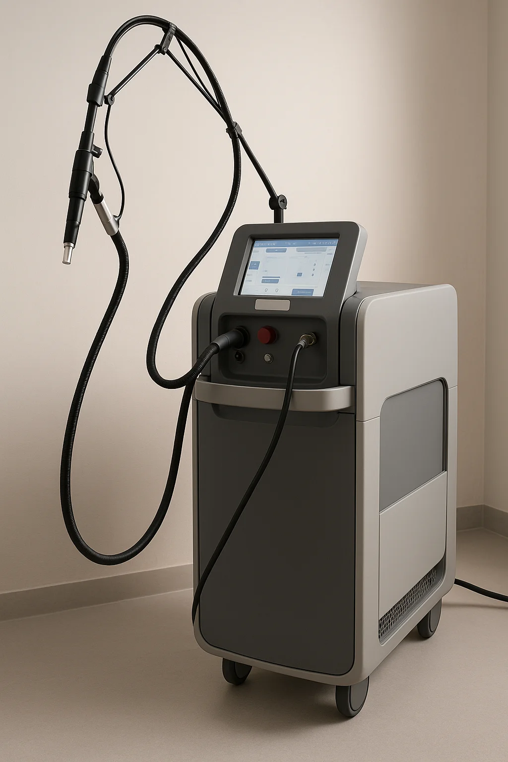 Professioneel GentleMax Pro laserapparaat in een minimalistische behandelkamer