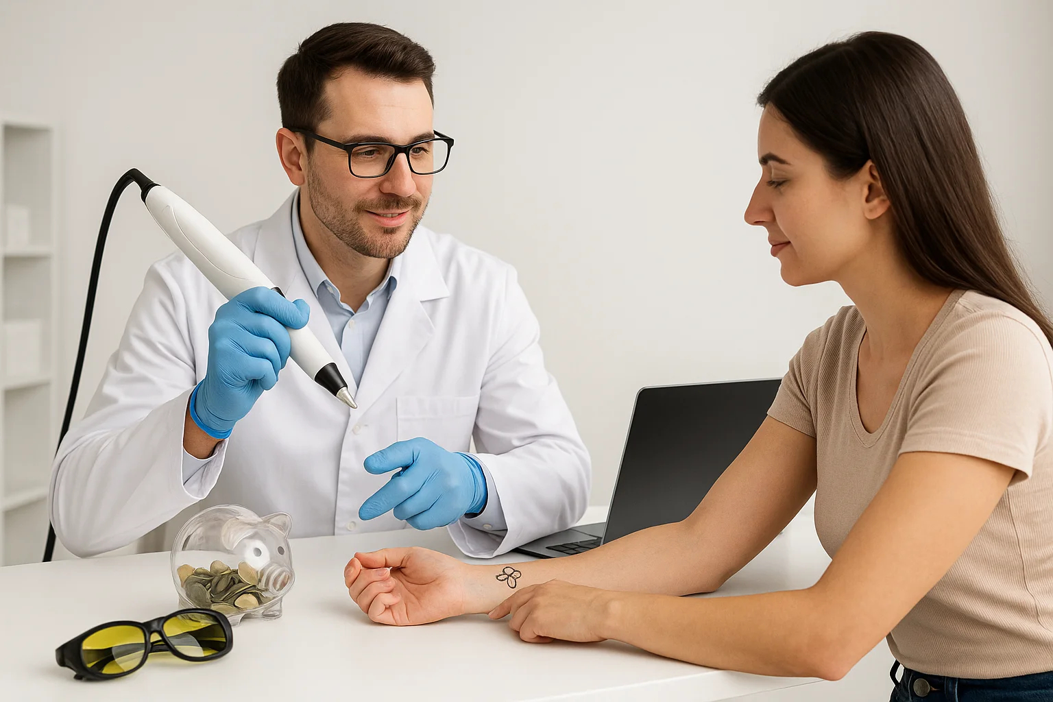 Consultatie over kosten tatoeage verwijdering bij specialist in moderne kliniek