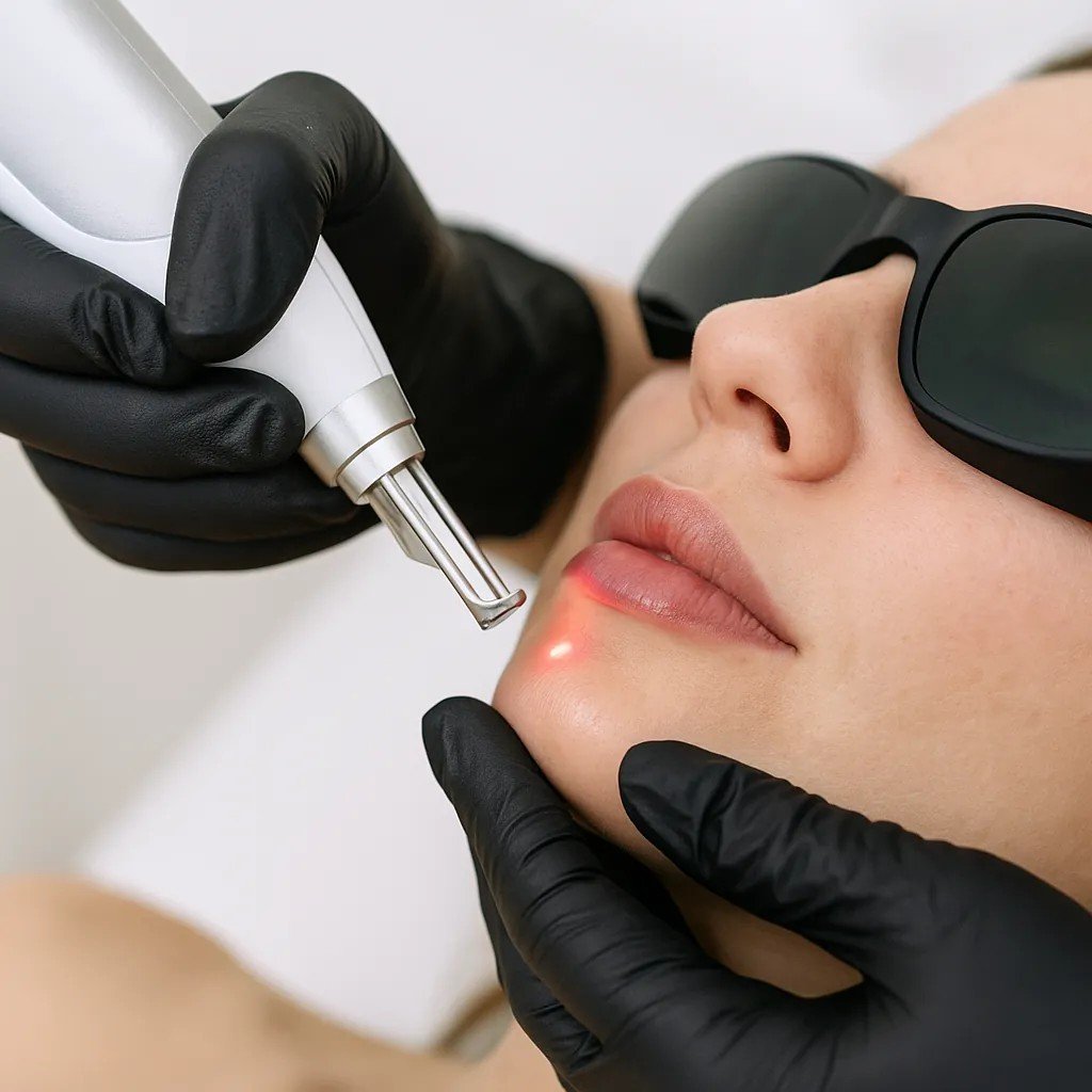 pmu verwijderen voor het verwijderen van permanente make-up op de lippen