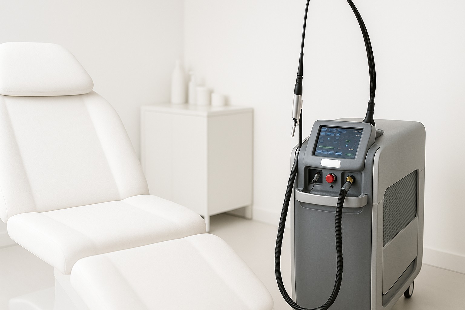 Tattoo verwijderen met moderne laser in kliniek arm met meerdere tatoeages tijdens behandeling